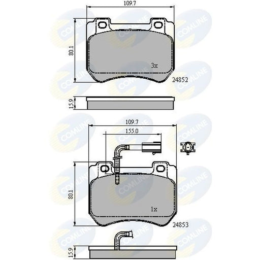 Comline 4 x Front Brake Pad Set fits Alfa Romeo 159 2005-2012 1.8 1.9 2.0 2.2