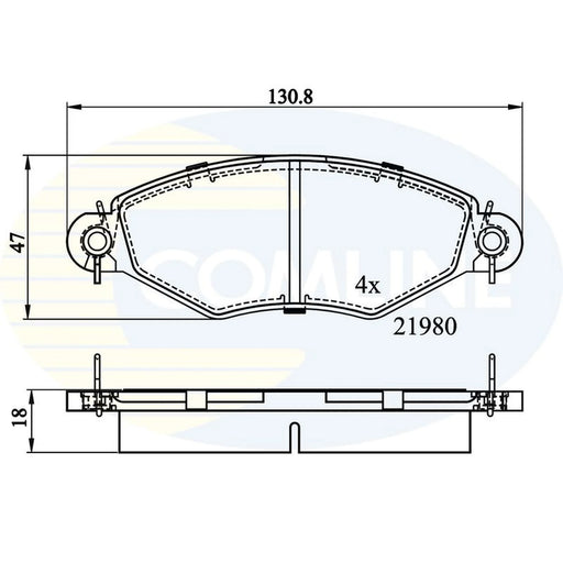 Comline 4 x Front Brake Pad Set fits Peugeot 206 1998-2012 1.1 1.4 1.6 1.9
