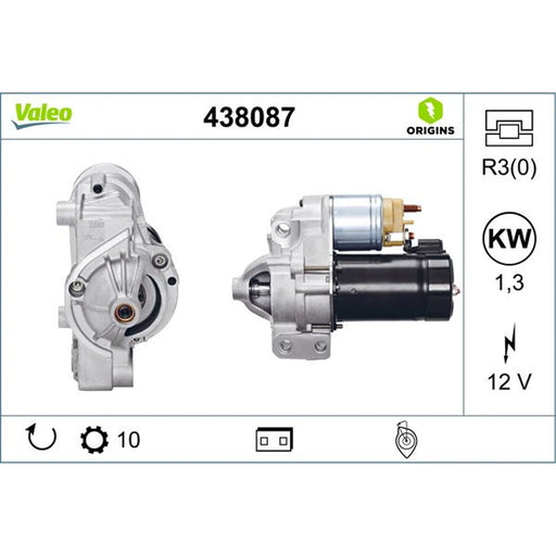 Valeo Starter Motor 12V 1.3kW 10 Teeth 438087