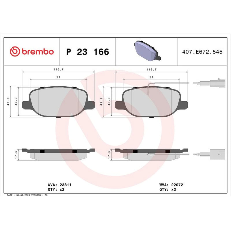 Brembo 4 x Rear Brake Pad Set fits Alfa Romeo 4C 2013-2020 1.8