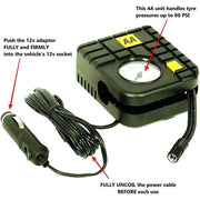 AA 12V Car Tyre Air Compressor Inflator LED Pump Pressure Gauge Cigarette Socket AA - Dynamic Drive