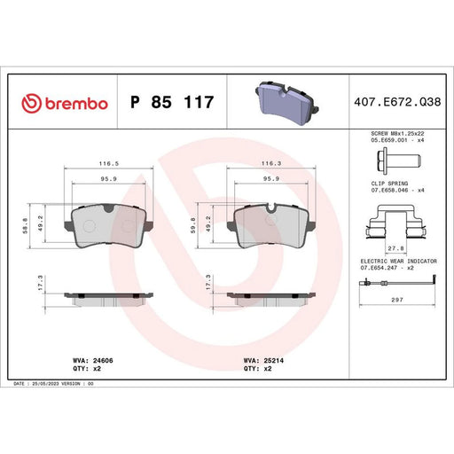 Brembo Rear Brake Solid Discs & Pads fits Audi A7 2014-2018 3.0