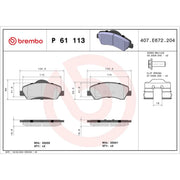 Brembo 4 x Front Brake Pad Set fits Citroën C-Elysee 2012-2018 1.2 1.6