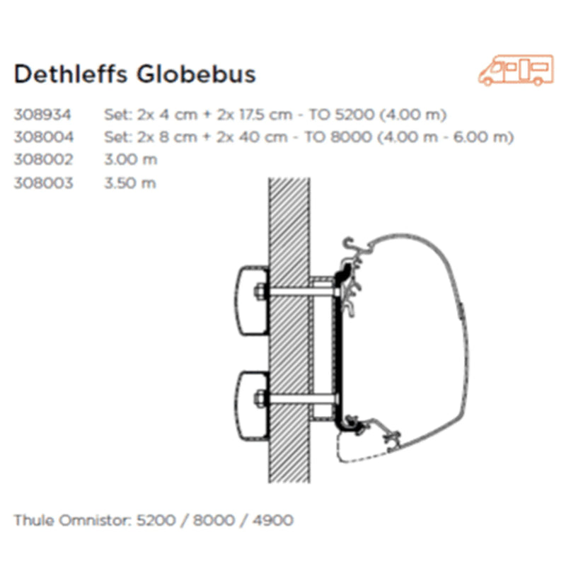 Thule AWNING ADAPTOR DETHLEFFS GLOBEBUS - DETHLEFFS GLOBEBUS ADAPTOR- 3.50m