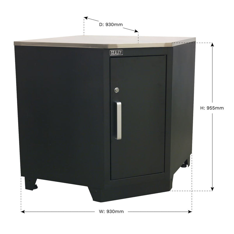 Sealey Modular Corner Floor Cabinet 930mm Heavy-Duty APMS15 Sealey - Dynamic Drive