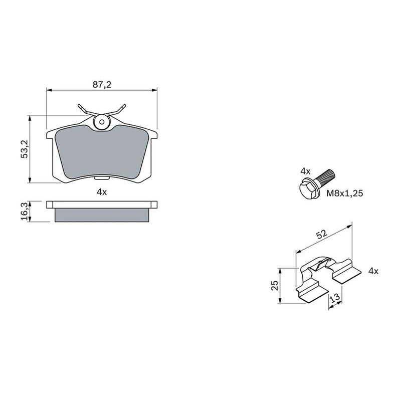 Bosch Front & Rear Pads fits Audi A4 B5 1994-2001 1.6 1.8 1.9 2.4 2.5 2.8