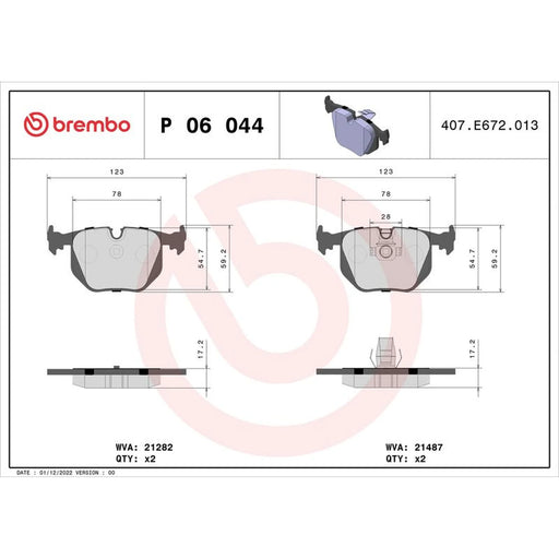 Brembo 4 x Rear Brake Pad Set fits Alpina Roadster V8 2002-2003 4.8