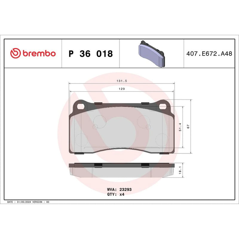 Brembo 4 x Front Brake Pad Set fits Daimler Daimler Xj 1997-2003 4.0