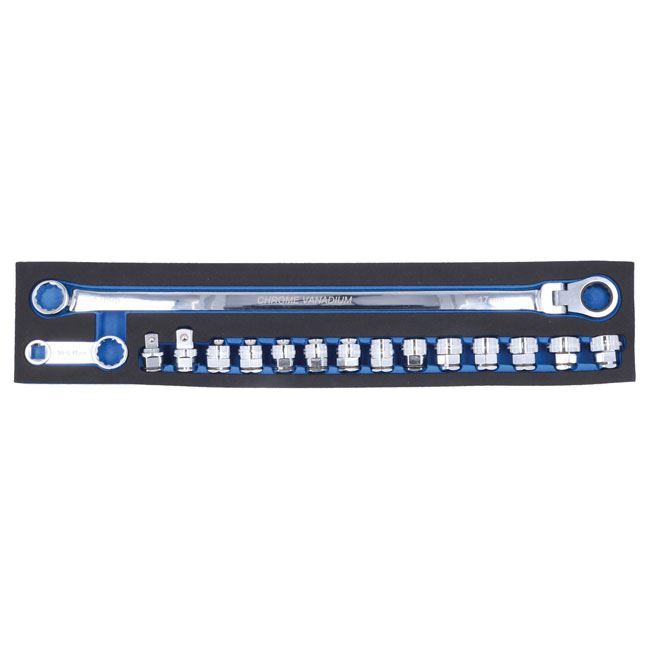 Laser Extra Long Flexible Ratchet Wrench/Socket Set 16pc 8662 Laser - Dynamic Drive