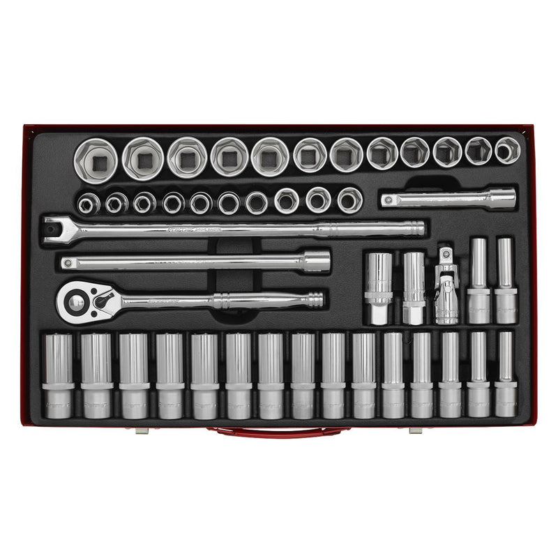 Sealey Socket Set 46pc 1/2"Sq Drive 6pt WallDrive Metric AK6941 Sealey - Dynamic Drive