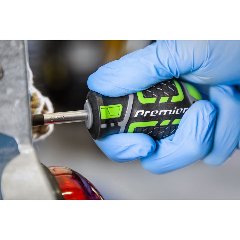 Sealey Premier Premier GripMAX Stubby Screwdriver Set 3pc - Hi-Vis Green Sealey Premier - Dynamic Drive