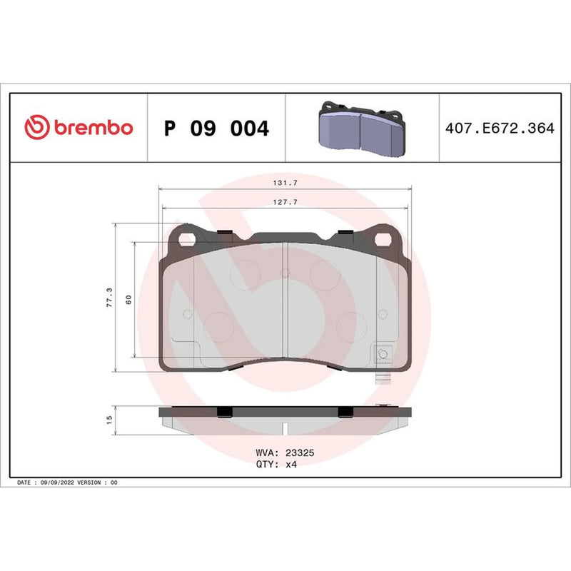 Brembo 4 x Front Brake Pad Set fits Cadillac Ats 2013 on 2.0