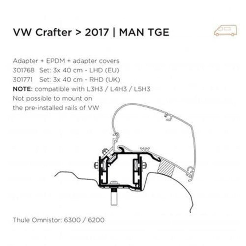 Thule ADAPTOR SET FOR VW CRAFTER >2017 - VW CRAFTER ADAPTOR 2017> (LHD) - 301768