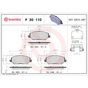 Brembo 4 x Front Brake Pad Set fits Hyundai I30 2016-2020 1.0 1.4 1.5 1.6