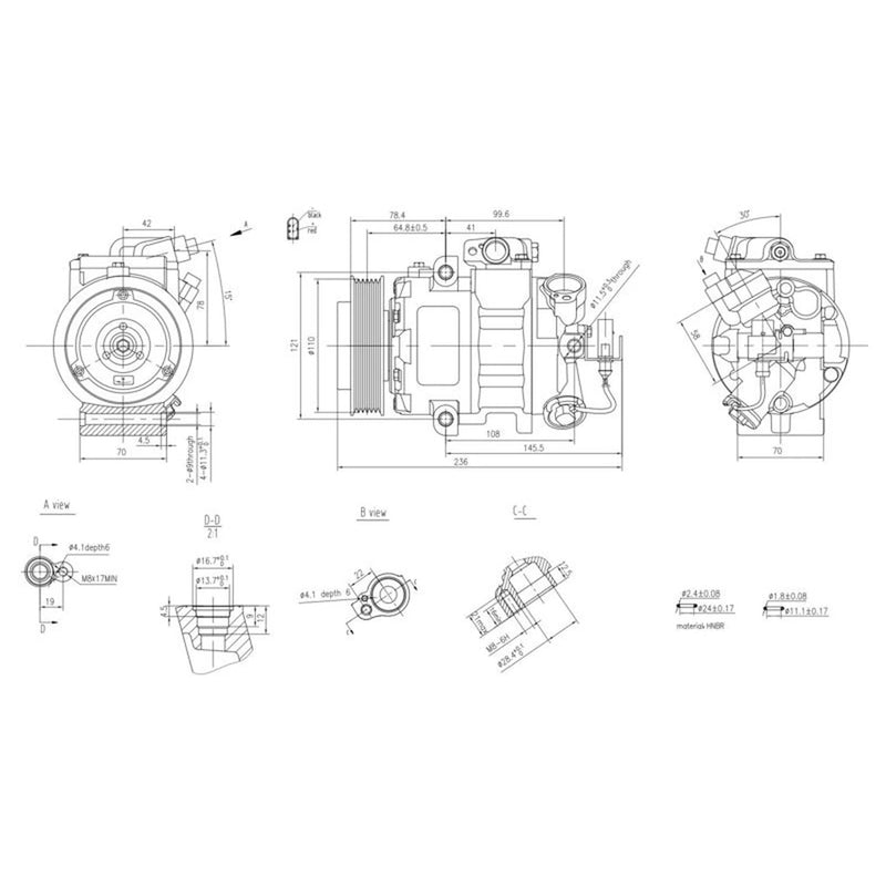 Hella Air Conditioning Compressor fits Audi A2 2000-2005 1.2 1.4 1.6