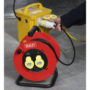 Sealey Cable Reel 25m 2 x 110V 1.5mmï Heavy-Duty Thermal Trip CR12515 Sealey - Dynamic Drive