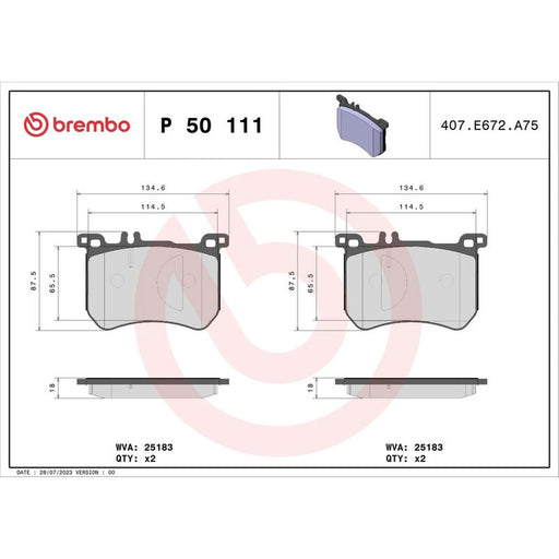 Brembo 4 x Front Brake Pad Set fits Mercedes-Benz S-Class 2013-2020