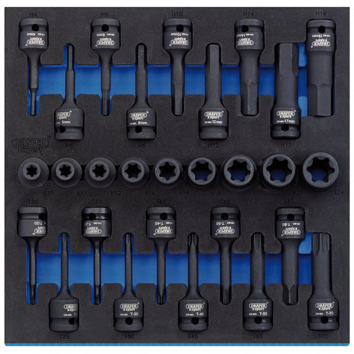 Draper TX-STAR Impact & Hex Socket Set in 1/2 Drawer EVA Insert Tray, 1/2" Sq. D Draper - Dynamic Drive