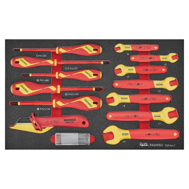 Teng Tools Insulated Spanner & Screwdriver Set FOAM3 17 Pieces Teng Tools - Dynamic Drive