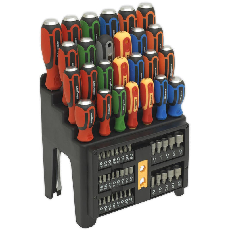Sealey Hammer-Thru Screwdriver Bit & Nut Driver Set 61pc S01153 Sealey - Dynamic Drive