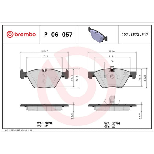 Brembo 4 x Front Brake Pad Set fits BMW 5 2003-2010