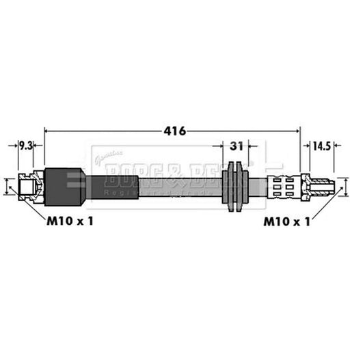 Borg & Beck Brake Hydraulic Hose Line Rear Right BBH7425