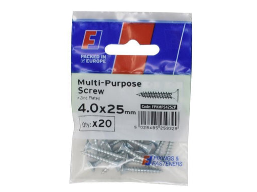 ForgeFix Multi-Purpose Pozi Screw CSK ST ZP 4.0 x 25mm ForgePack 20 ForgeFix - NN4 Online