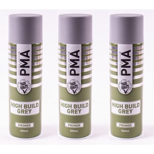 3x High Build Primer - 500ml Spray On Paint - Autotek Grey Aerosol High Coverage PMA - Dynamic Drive