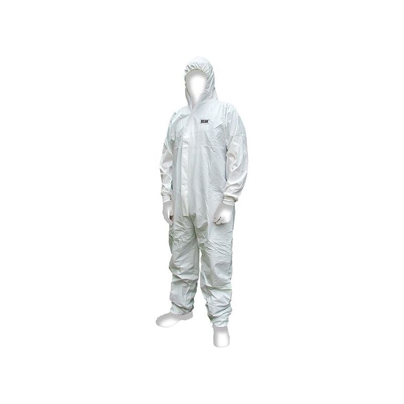 Scan Chemical Splash Resistant Disposable Coverall White Type 5/6 L (39-42in) Scan - Dynamic Drive