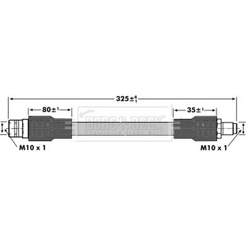 Borg & Beck Brake Hydraulic Hose Line Front Right BBH7095