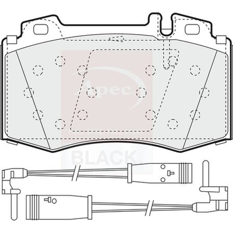 Apec Black Front Brake Pad Set fits Mercedes-Benz C-Class 2000-2008