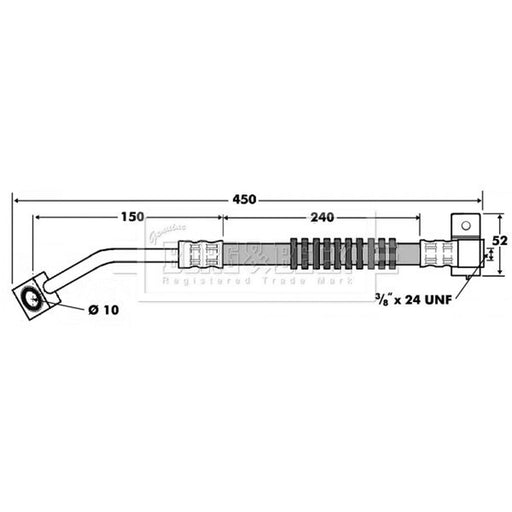 Borg & Beck Brake Hydraulic Hose Line Front Right BBH7412