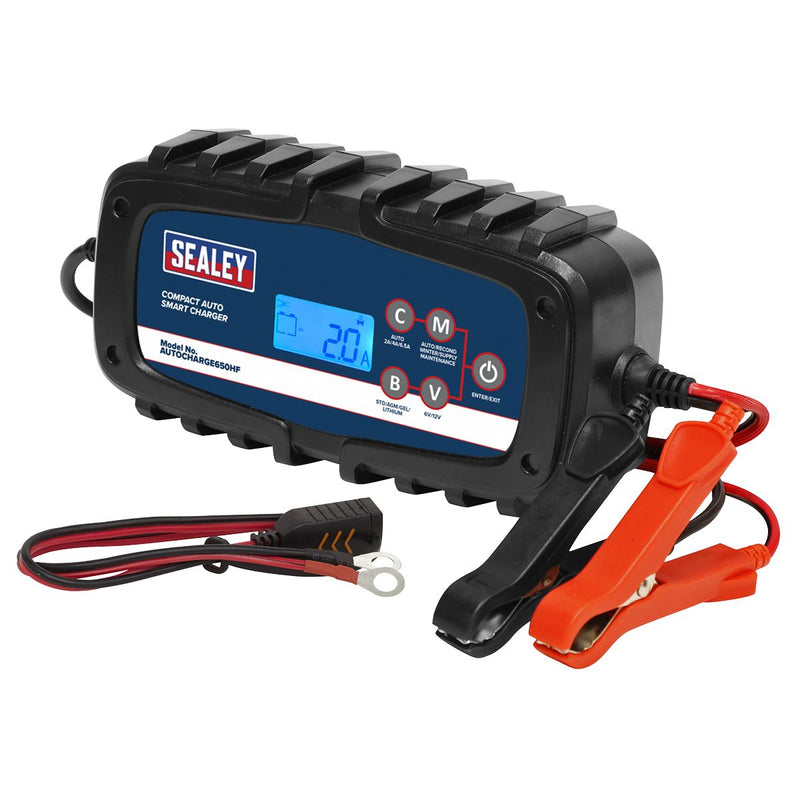 Sealey Compact Auto Smart Charger & Maintainer 6.5A 6/12V AUTOCHARGE650HF Sealey - Dynamic Drive