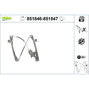 Valeo Electric Window Regulator Lifter Right Front 851847