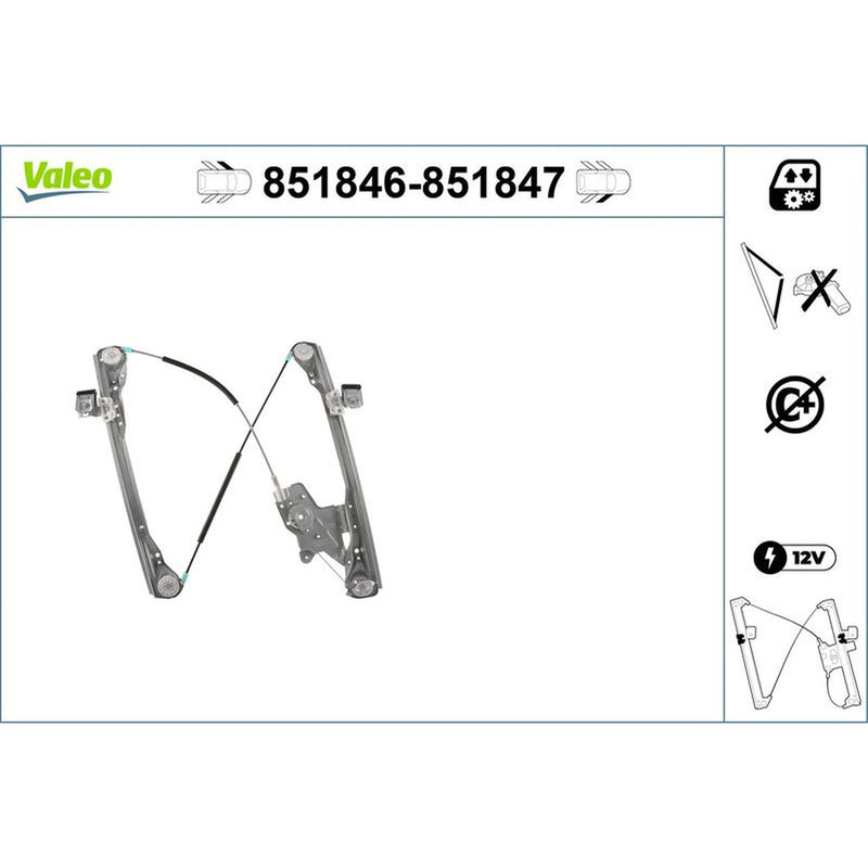 Valeo Electric Window Regulator Lifter Right Front 851847