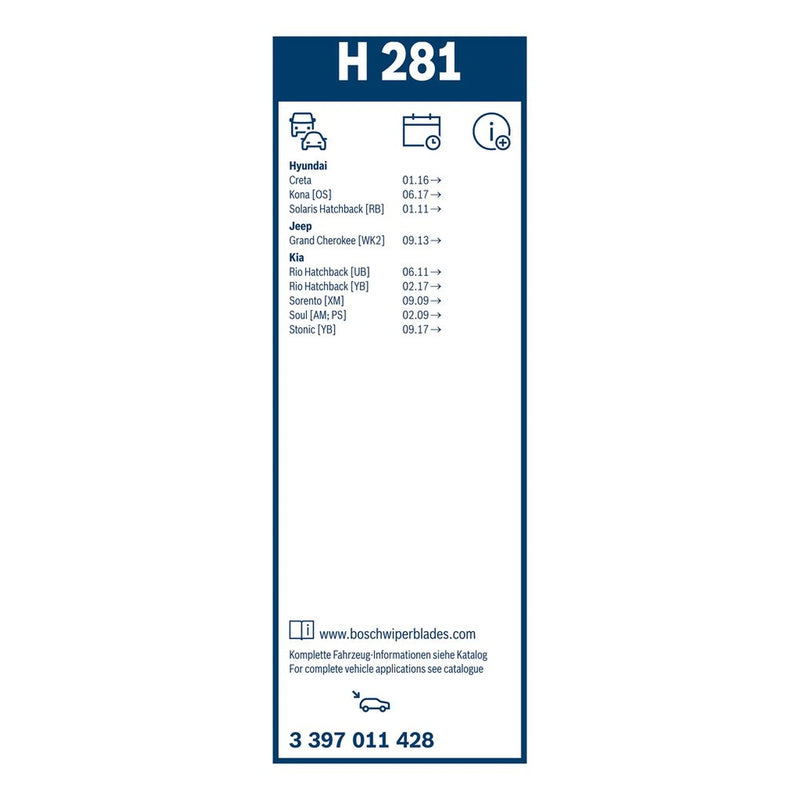 Bosch Conventional Wiper Blade 280mm — H281 fits Hyundai Accent IV 2010-2018 1.4