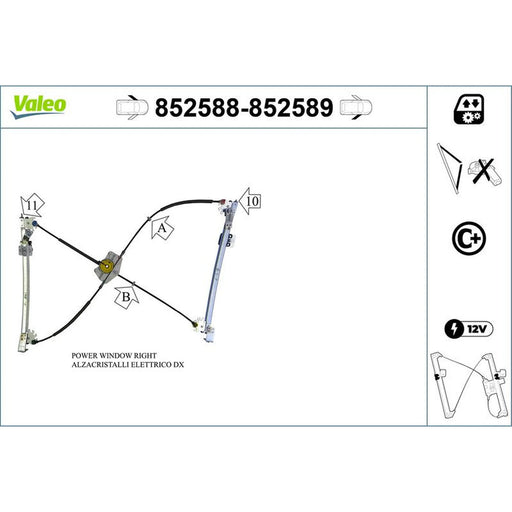 Valeo Electric Window Regulator Lifter Right Front 852589
