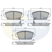Comline 4 x Front Brake Pad Set fits Honda Accord 1999-2002 1.8 2.0 2.3