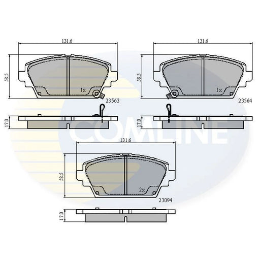 Comline 4 x Front Brake Pad Set fits Honda Accord 1999-2002 1.8 2.0 2.3