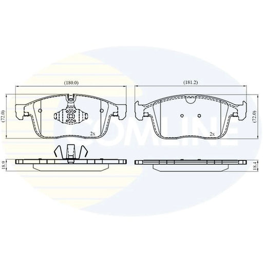 Comline 4 x Front Brake Pad Set fits Volvo XC60 I SUV 2008-2017 2.0 2.4 3.2