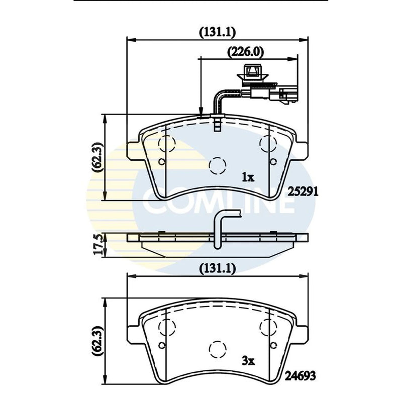 Comline 4 x Front Brake Pad Set fits Renault Grand Kangoo II 2008 on 1.5 1.6
