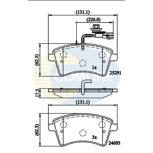 Comline 4 x Front Brake Pad Set fits Renault Grand Kangoo II 2008 on 1.5 1.6