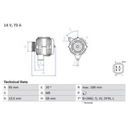 Bosch Car Alternator 12V 0 986 084 110