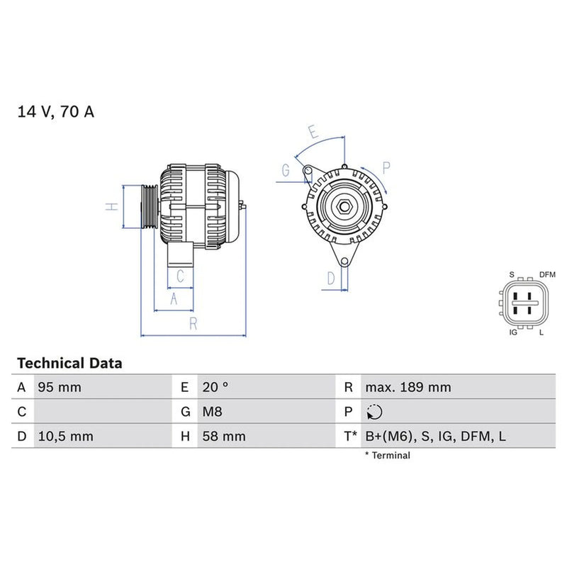 Bosch Car Alternator 12V 0 986 084 110