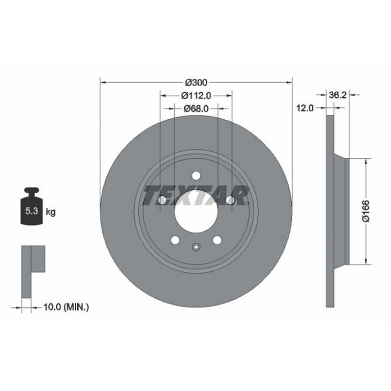 Textar 2 x Solid Rear Brake Discs 92160103-x2