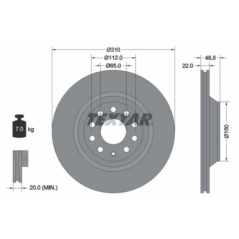 Textar 2 x Rear Brake Discs 92140703-x2