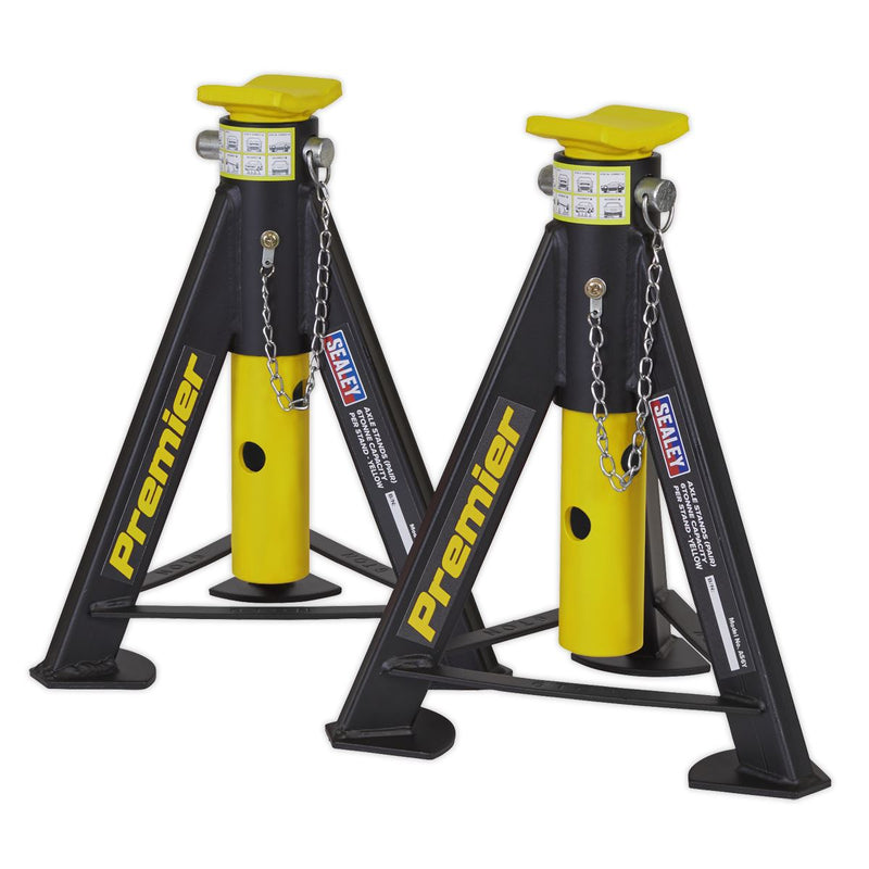 Sealey AXLe Stands (Pair) 6 Tonne Capacity per Stand Yellow AS6Y Sealey - Dynamic Drive