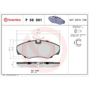 Brembo 4 x Front Brake Pad Set fits Nissan Primastar 2001-2006 1.9 2.0 2.5