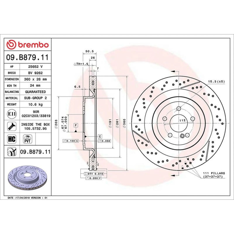 Brembo Front / & Rear / Brake Discs & Pads fits Mercedes-Benz C-Class 2014-2023