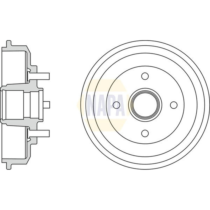 NAPA Brake Drum Assembly Rear fits Ford Fiesta V 2001-2010 1.25 1.3 1.4 1.6